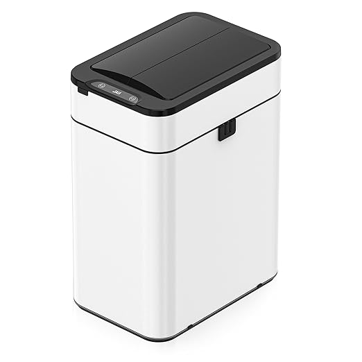 50 Liters/13.2 Gallon White Stainless Steel Motion Sensor Trash Can,Rectangular Smart Trash Can for Living Room, Bedroom, Kitchen, Bathroom, and Office