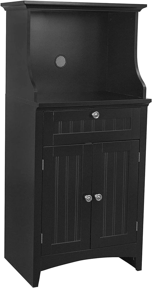 OS Home and Office Coffee Maker Utility Cabinet in Black kitchen microwave cart