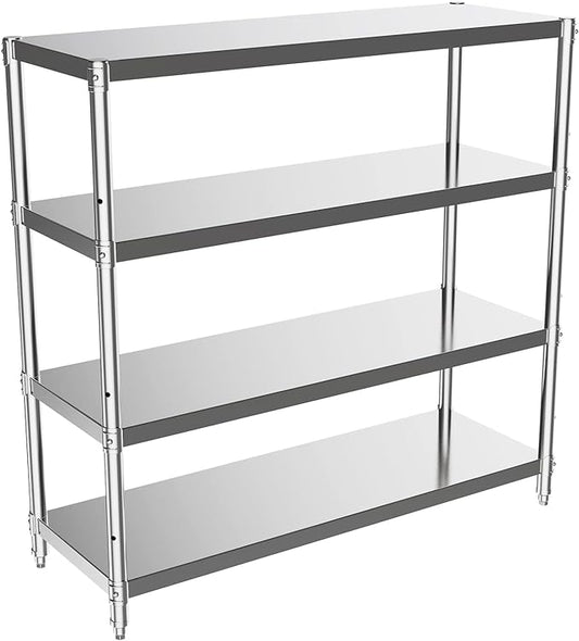 Storage Shelves, 4 Tier Shelf Adjustable Stainless Steel Shelves, Sturdy Metal Shelves Heavy Duty Shelving Units and Storage for Kitchen Commercial Office Garage Storage, 47L X 16W X 47H 880Lbs Total