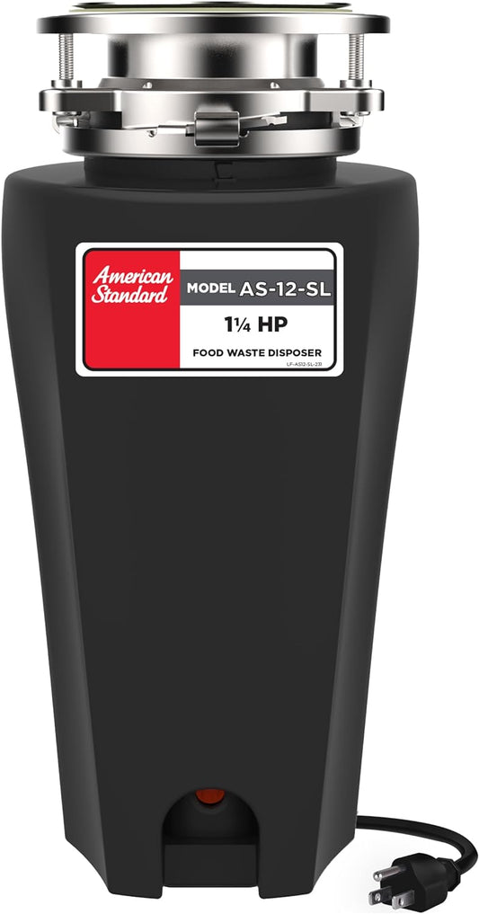 American Standard 10-US-AS-12-SL Garbage Disposer, 1.25 HP Slim, Black