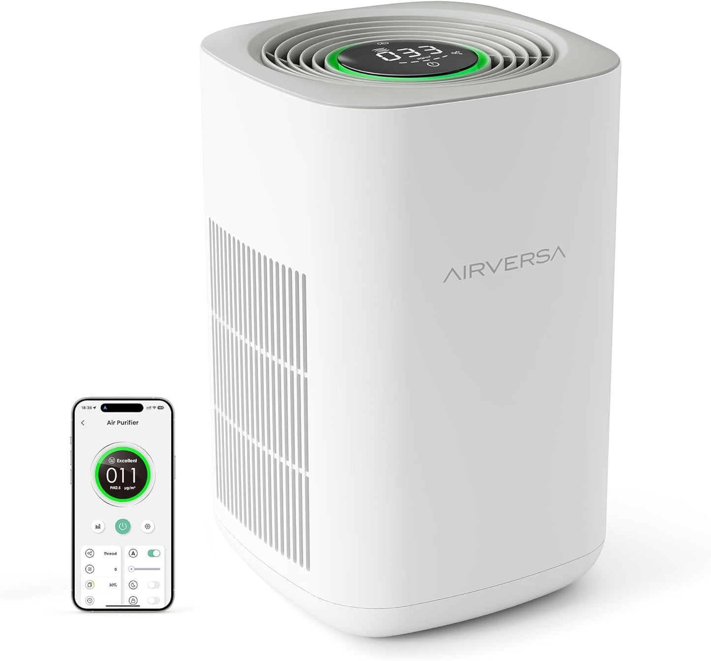 HomeKit Air Purifier over Thread Works with HomeKit ( Home Hub Required) 3-Stage H13 True HEPA Smart Air Cleaner 1000 sq.ft Purelle AP2