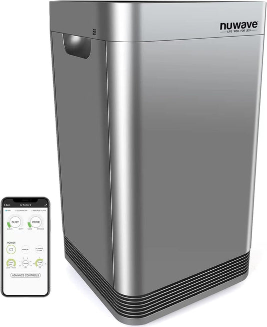 Nuwave Oxypure Air Purifier Pro for Extra Large Room, 4 HEPA/Carbon Filters with 5-Stage Enhanced Filtration System, Auto Function Monitors Air Quality &Manual for Optimal Purification