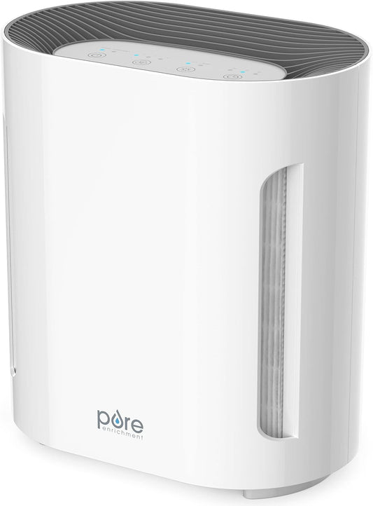 Pure Enrichment® PureZone™ Air Purifier for Bedroom & Living Room, 4-Stage Filtration & UV-C Light, H13 HEPA Filter Helps Remove Bacteria, Pet Hair Dander, Allergens, Germs, Smoke, Dust (White)