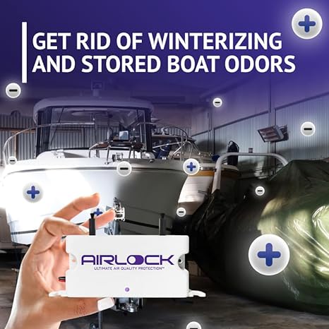 Airlock Boat Odor Air Purifier - Marine Air Purifier for Fresh Clean Air | Boat Accessories | Easy to Install | Maintenance-Free | Deodorizer Odor Eliminator