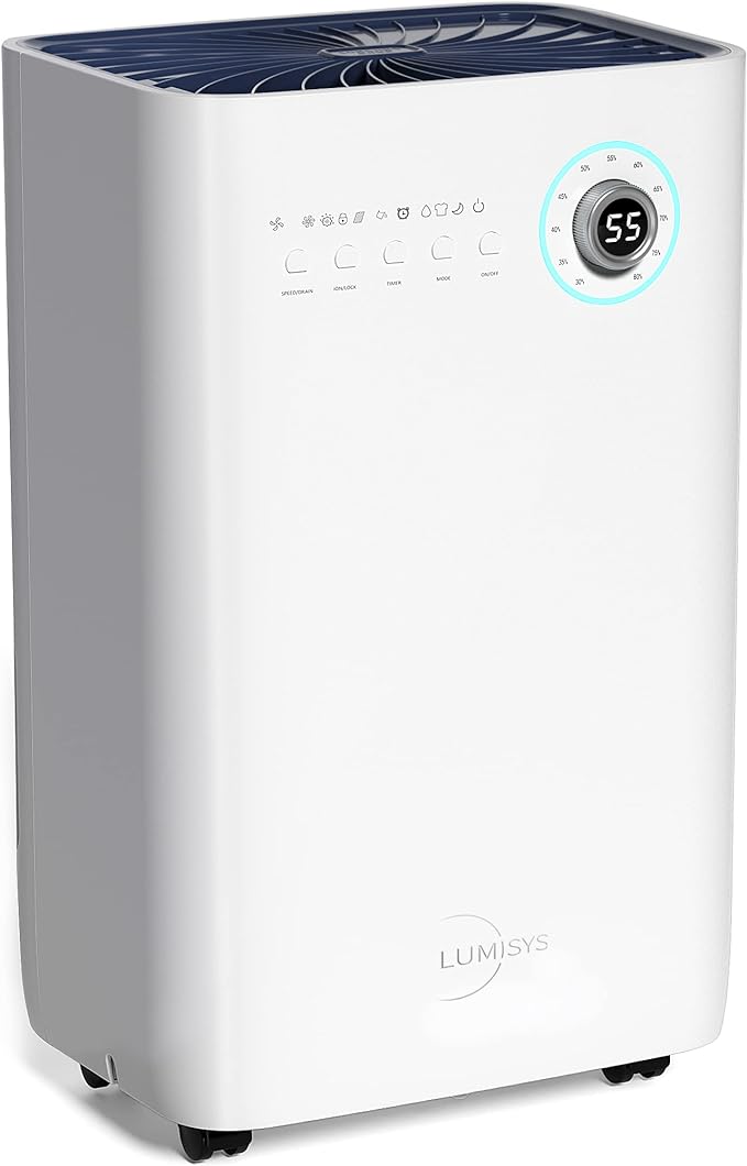 Lumysis 4500 Sq. Ft 50 Pints Dehumidifiers for Basements, Large Rooms, and Home with Auto or Manual Drainage | 45db Industry Leading Noise Reducing | Energy Saving, Air Filter, 3 Operation Modes and