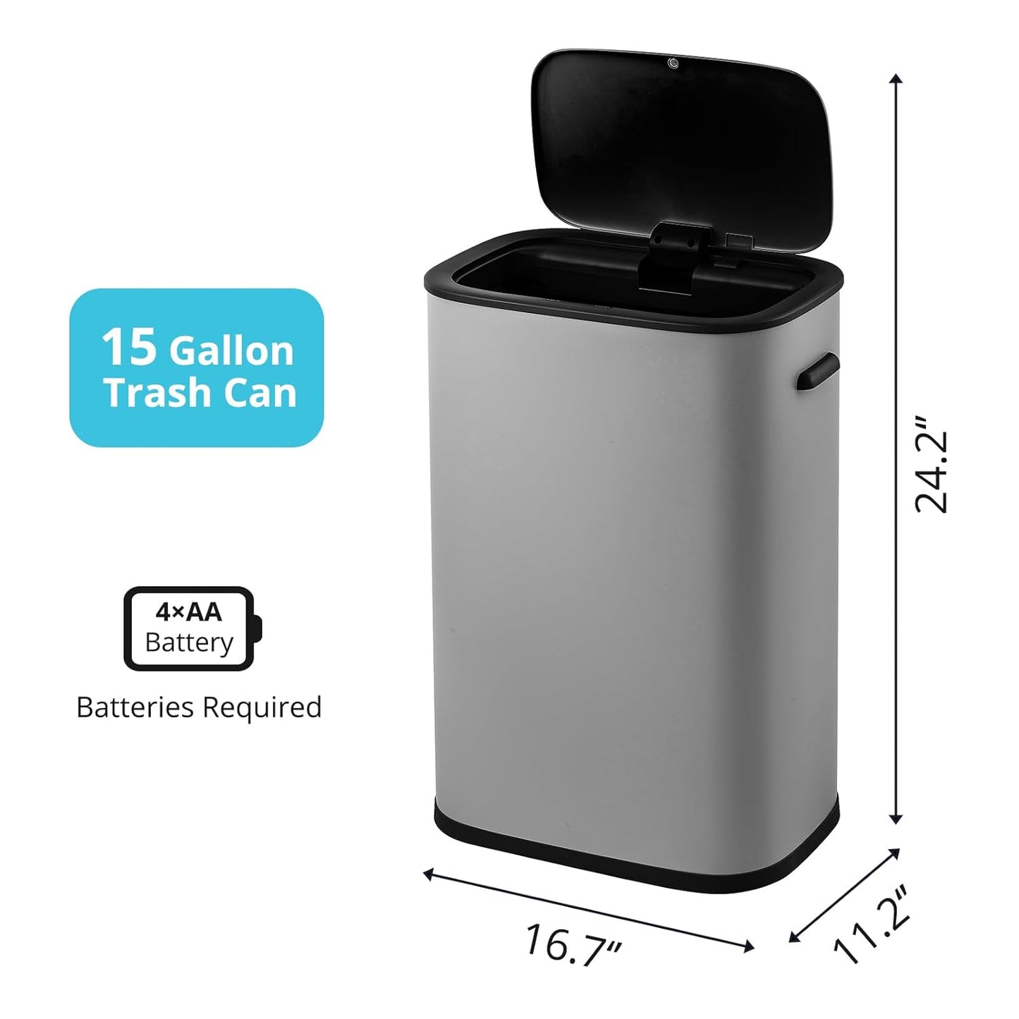 Automatic Trash Can, 14.5 Gallon/55 Liter Motion Sensor Trash Can, touchless Trash can, Stainless Steel Kitchen Trash Can with Lid, for Home, Office, Gray