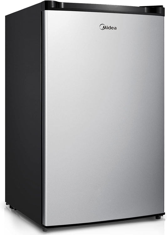 Midea WHS-160RSS1 Single Reversible Compact Refrigerator, 4.4 Cubic Feet, Stainless Steel