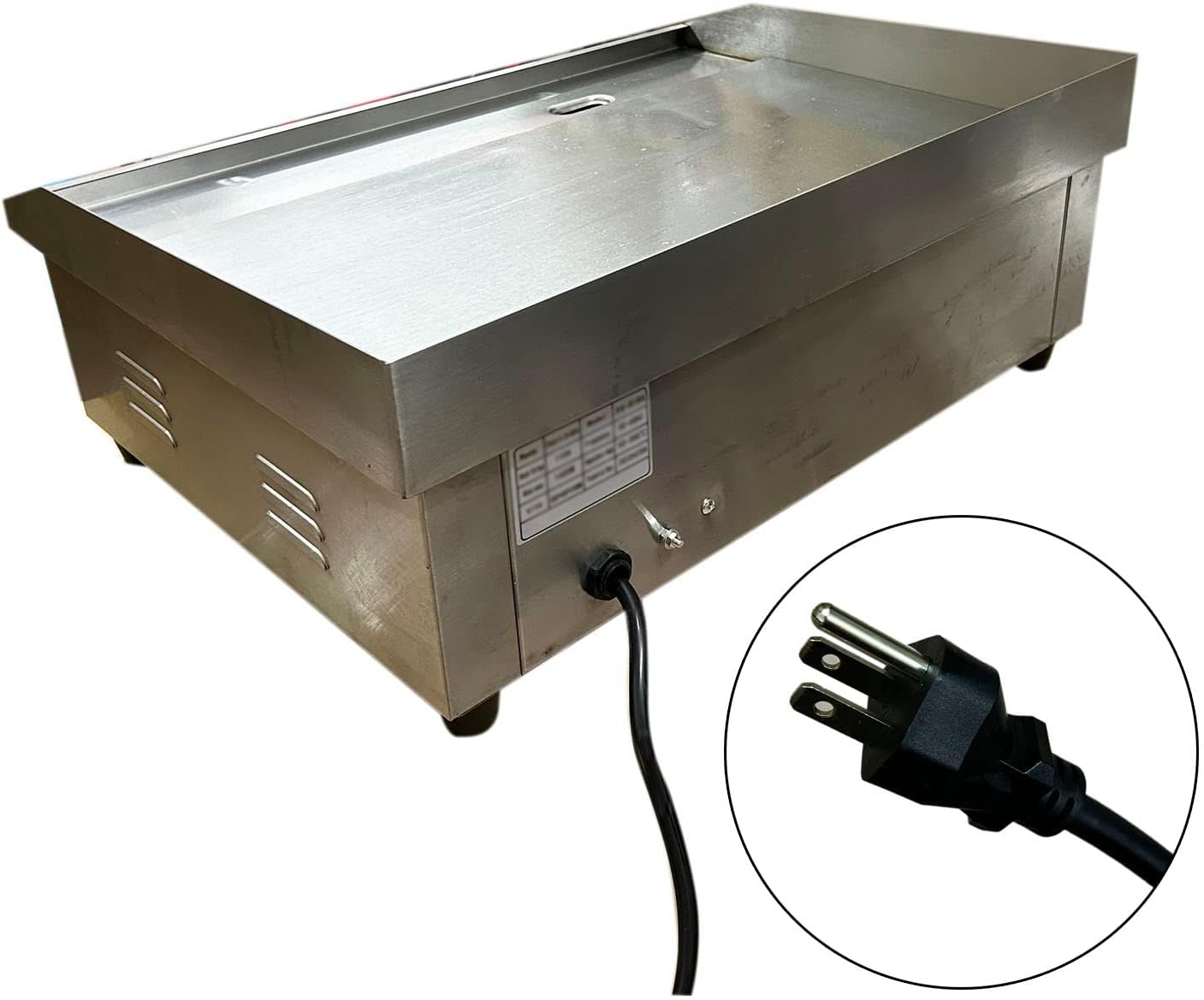 1600W 22" Extra Large Commercial Electric Countertop Griddle Grill, Flat Top Grill Indoor, Stainless Steel Restaurant Grill, Tabletop Flat Grill - for BBQ, Pancake, Chicken (110V)