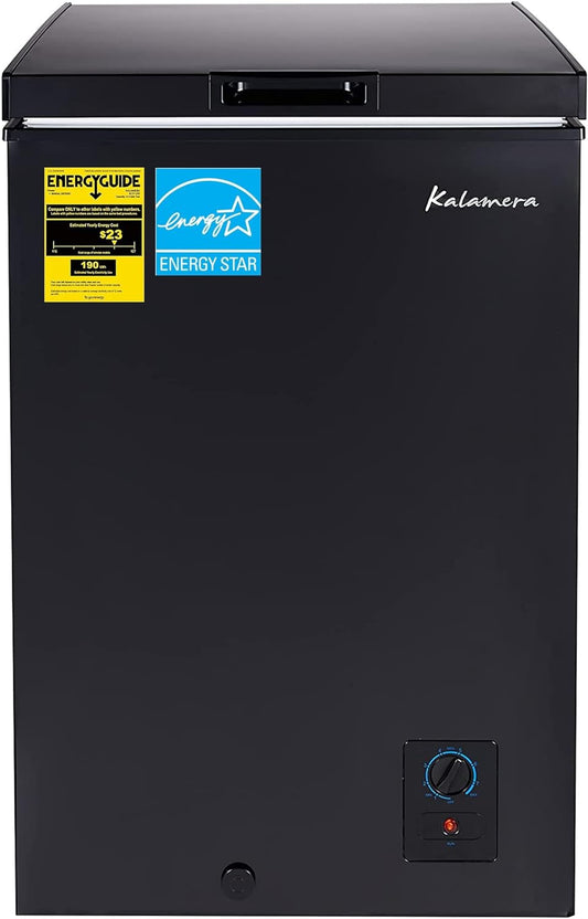 Kalamera. 3.5 Cu.ft Chest Freezer-Freestanding For Home/Apart With Lowest -4℉ Black, KCF-100-SS