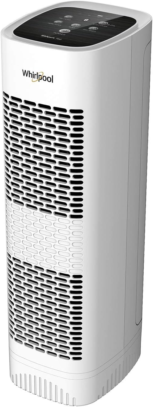 Whirlpool Whispure WPT80P True HEPA Air Purifier, Activated Carbon Advanced Anti-Bacteria, Ideal for Allergies, Odors, Pet Dander, Mold, Smoke, Smokers, and Germs, Large, White