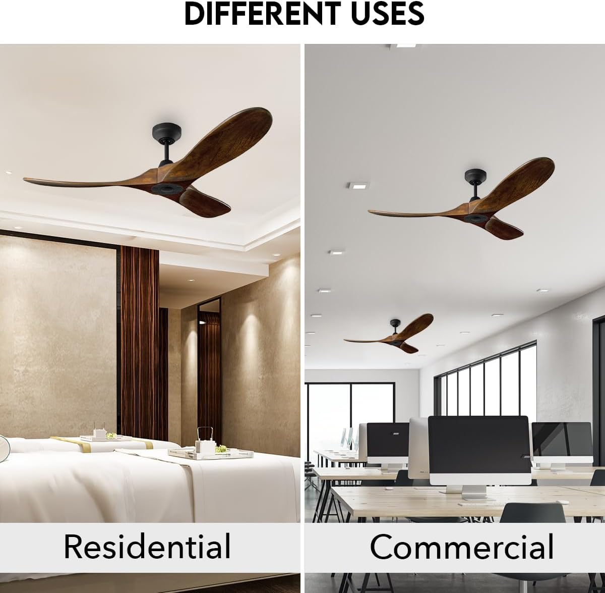 3MAVSM60MBK Smart Maverick Ceiling Fan with Remote Control, Indoor or Outdoor, Compatible with Alexa & Google Voice (Midnight Black with Dark Walnut Blades, 60-inch)