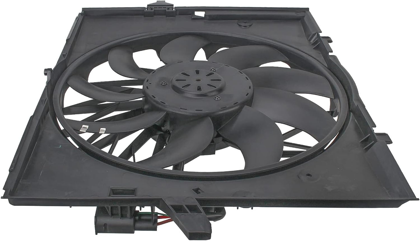 AUTOKAY Engine Cooling Fan Assembly, Cooling Radiator Fan Replacement for BMW E60 525 530 545 645 E65 750, Replace 17427543282 17427514181