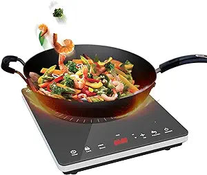 Portable Induction Cooktop, 1800W Electric Hot Plate, 9 Power Levels, Countertop Burner Induction with LCD Sensor Touch Timer Safety Lock, Single Electric Burner Stove Easy to Clean Black