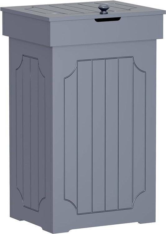 Function Home Trash Can Cabinet, 13 Gallon Kitchen Garbage Can, Wooden Recycling Trash Bin, Freestanding Dog Proof Trash Can, Farmhouse Trash Cabinet with Lid for Home Kitchen Bedroom, Grey