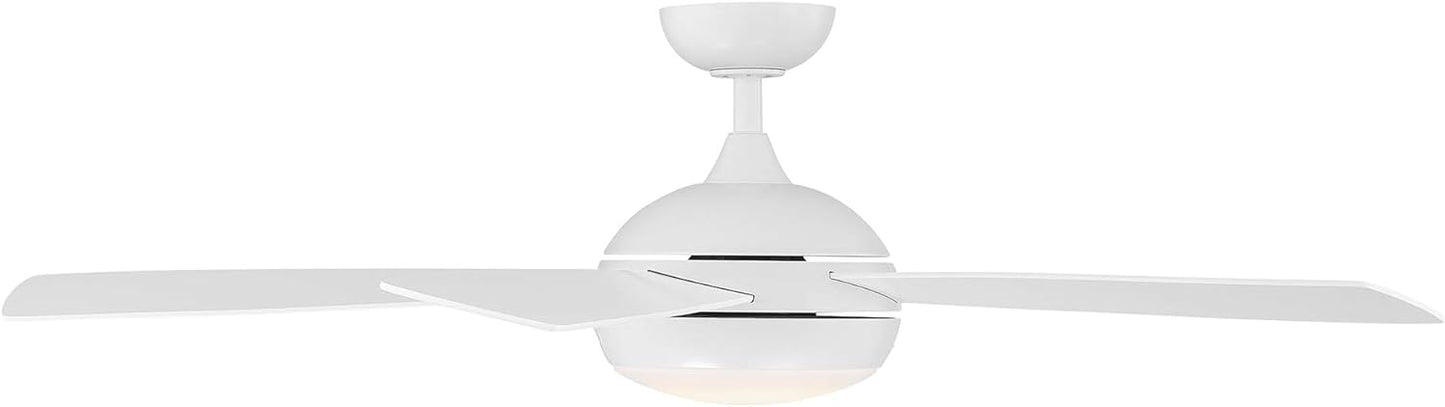 WAC Smart Fans Odyssey Indoor and Outdoor 5-Blade Ceiling Fan 54in Matte White with 3000K LED Light Kit and Remote Control works with Alexa and iOS or Android App