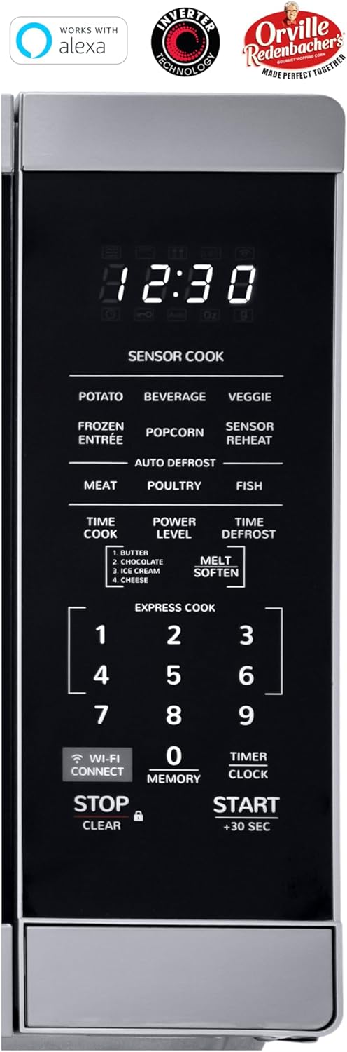 SHARP Countertop Microwave Oven. Compatible with Alexa. Orville Redenbacher's Certified. Removable 12.4" Carousel Turntable, 1.4 Cubic Feet, 1100 Watt with Inverter Technology, Stainless Steel