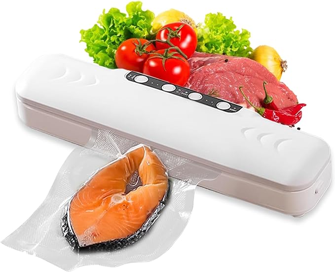 Automatic Vacuum Sealer Machine Household for Food, Dry/Moist Vacuum Sealer Machine with Air Sealing System for Food Storage, Portable Food Vacuum Sealer with 10 Vacuum Seal Bags & 2 Air Suction Hose