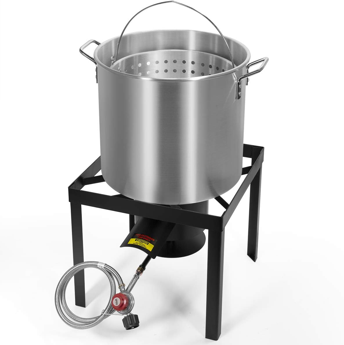 Barton 64Qt Turkey Deep Fryer w/High Pressure Burner All Purpose Aluminum 100,000 BTU Outdoor Boiler Roaster Clam Bake Crawfish Pot Boiling Lid Seafood Cajun Gas Stove Burner Stand Injector