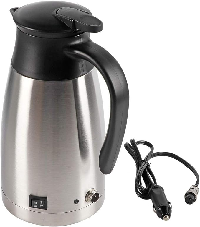 12v Electric Car Kettle,1000ml Stainless Steel Car Automobile Electric Heating Kettle DC 12V Cigarette Lighter Portable Electric Kettle Pot Heated Water Cup for Hot Water,Coffee,Tea