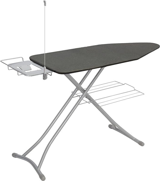 Ironing Board 48" x 18" with Iron Holder, Cord Holder and Clothes Rack, Adjustable Height 27" to 37", Full Size Foldable Iron Board with Silver Coated Cotton Removable Cover, Gray