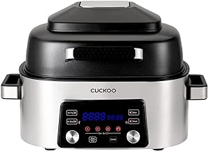 CUCKOO Countertop Air Grill: Air Grill, Air Fry, Roast, Bake & Broil, Easy to Clean, Dishwasher Safe Accessories, Recipe Book Included, Stainless Steel CAFG-A0601S