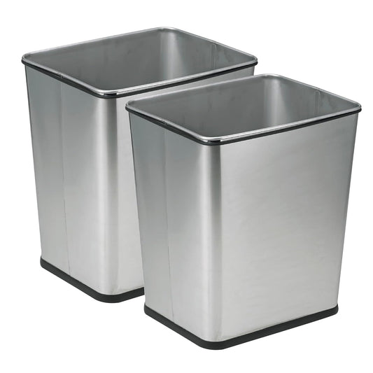 Polder Under-Counter Waste Can, Solid Steel Trash Can, for Kitchen, Bathroom, Garage, Utility Floor, 7 Gallon, 13.5" x 11.1" x 15", Set of 2