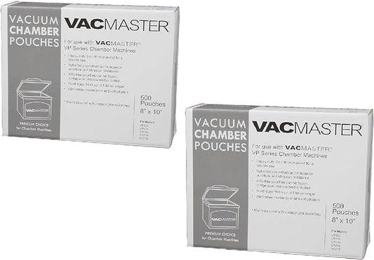 VacMaster 3-Mil Vacuum Sealer Bags 2 - Pack 1000 Pouches Total - Preserve Freshness & Maximize Storage - Compatible with All Vacuum Packaging Machines - For Food, Meats, and more 8-Inch by 10-Inch