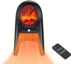 Electric Fireplace Heater for Indoor Use,1500W Space Heater with Remote,24 inch Ceramic Heater with 3D Flame Thermostat 8H Timer for Office Room Bedroom