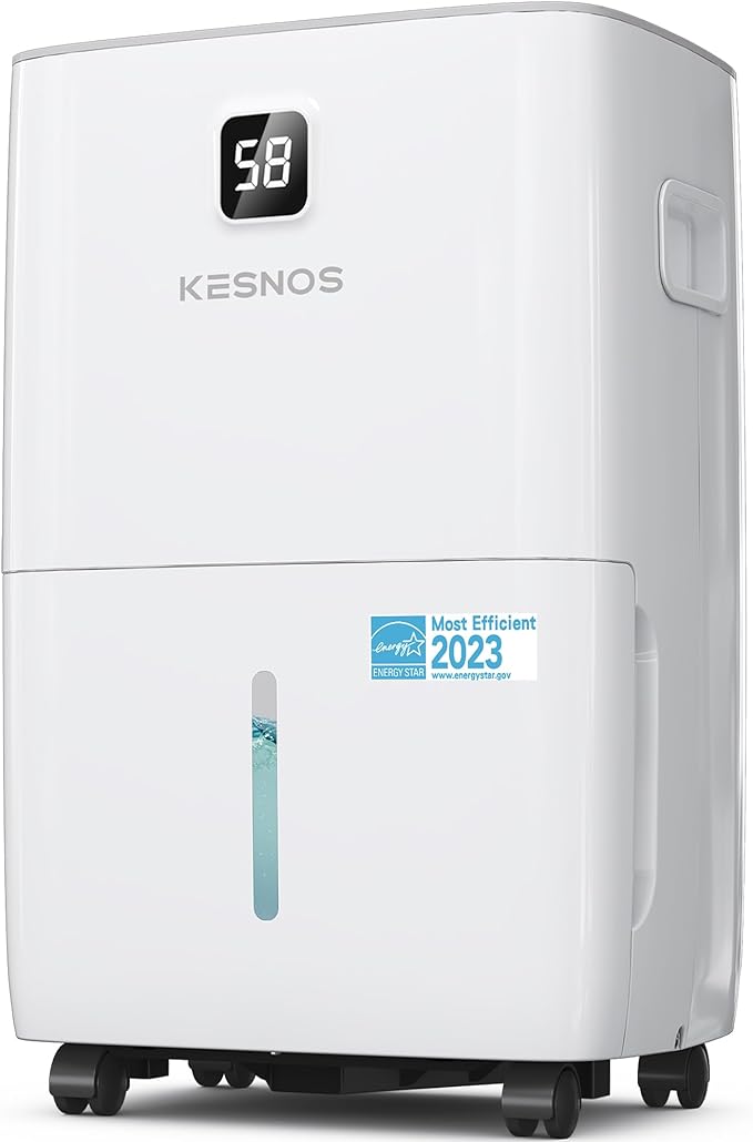 Kesnos 120 Pint Energy Star Dehumidifier with Front LCD Display for Home, Large Room - 6,500 Sq. Ft. Dehumidifier for Basement with Drain Hose Auto Shut off & Defrost and Large Water Tank (JD025N-120)