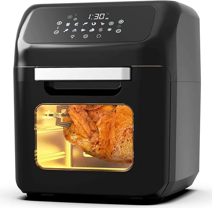 Pro Breeze XL Airfryer - 12 Quart Air Fryer Toaster Oven Combo with Smart Cooking Modes such as Rotisserie, Food Dehydrator, Bake, Roast, Reheat - Includes 19 Accessories with 3 Rack Levels