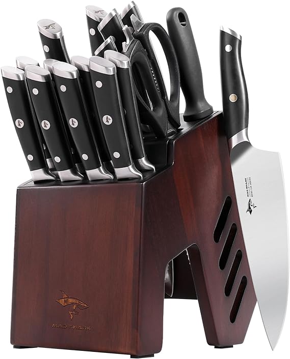 Knife Set, Professional 17 Pieces Kitchen Chef Knife Set with Block, Precision Forged High Carbon Stainless Steel Ultra Sharp Knives Block Sets, Home Cooking Perfect Cutlery Set Gift Box