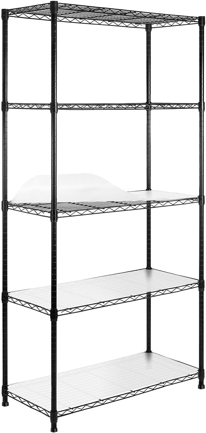 WDT 5 Tier Shelf Shelving Unit with Liners,Adjustable Metal Shelves for Storage, NSF Certified Wire Shelving Rack,1750bs Capacity Storage Shelves for Kitchen Garage,14" D×36" W×72" H