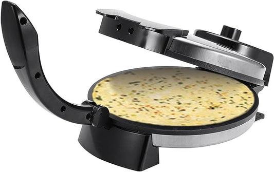 110V Tortilla Press,Electric Tortilla Maker Non-Stick,roti maker,Multipurpose Tortilla Press,chapati electric flour tortilla maker,Variable Temperature Control, 39.40*34.80*29.40 cm, silver