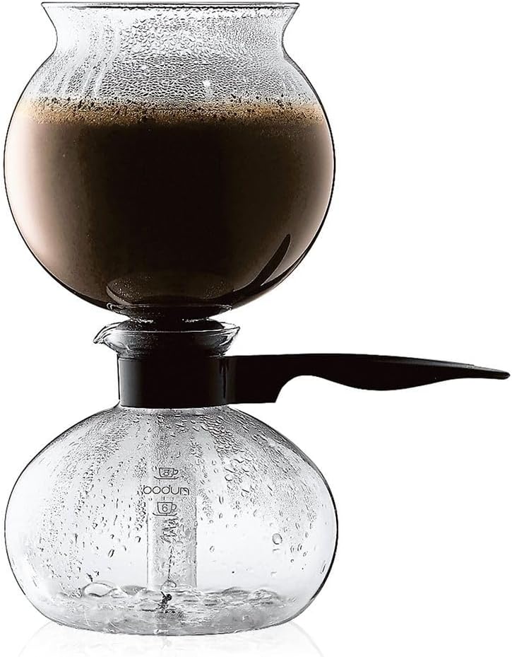 Bodum 34 oz Pebo Vacuum Coffee Maker, High Heat Borosilicate Glass, Black