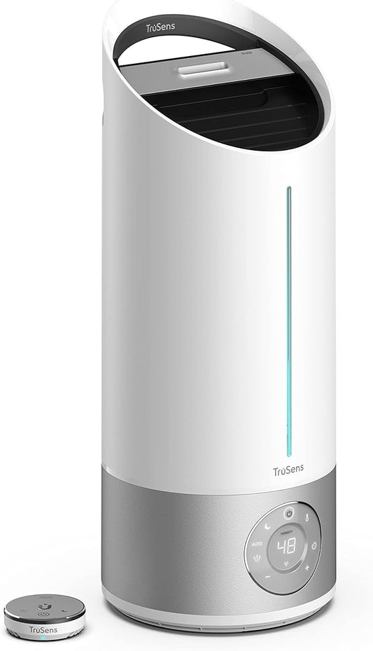 TruSens Clean Mist Ultrasonic Humidifier With UV-C Light, Large 8L Tank, Humidity Sensor, Warm & Cool Mist, Water Softening Filter, Essential Oil Tray, Auto Mode, Night Mode, Portable Handle