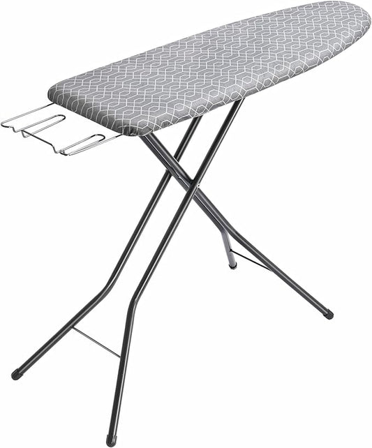 APEXCHASER Full Size Ironing Board with Iron Rest, lightweight Iron Board with Height Adjustable, Extra Thick Heat-Resistant Cover with Padding, Heavy-Duty Sturdy Metal Legs, 49x13 Grey