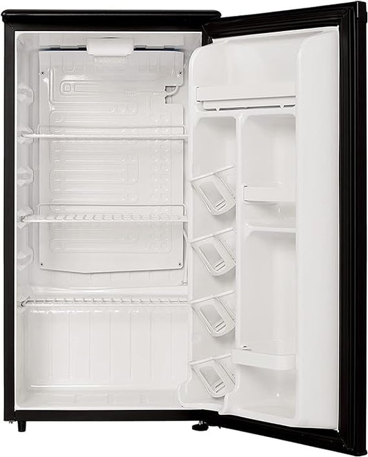 ROOMWELL E-Star 3.3 Cu Ft Mini Fridge without Freezer - AUTO DEFROST, Reversible Single Door, Glass Shelf Refrigerator - A Space-Saving Marvel for Your Bedroom, Dorm, and Office