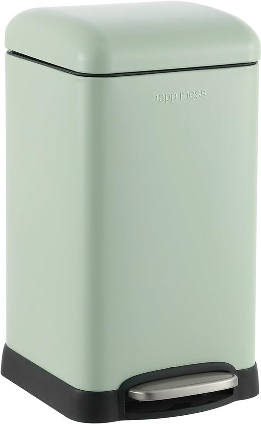 happimess HPM1012I Betty Retro Mini 3.2-Gallon Step-Open Trash Can, Fingerprint Resistant, Modern, Minimalistic for Home, Kitchen, Laundry Room, Office, Bedroom, Bathroom, Pistachio Gelato