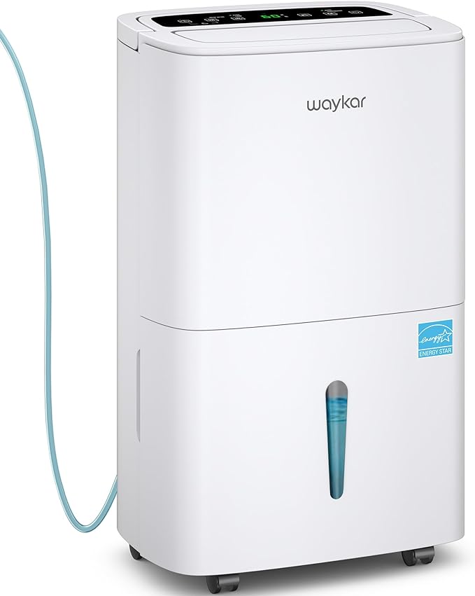 Waykar 150 Pints Energy Star Dehumidifier with Pump for Spaces up to 7,000 Sq. Ft at Commercial and Industrial Large Room, Warehouse, Home, Basement, Bedroom with Drain Hose, Auto Defrost, Self-Drying