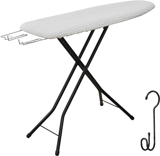 Ironing Board with Iron Rest, Iron Board with 3 Layers Extra Thick Cover, Compact and Space Saver Foldable Ironing Board, Adjustable Height, Easy Storage with Smart Hanger and Lightweight Design