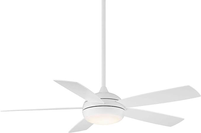 WAC Smart Fans Odyssey Indoor and Outdoor 5-Blade Ceiling Fan 54in Matte White with 3000K LED Light Kit and Remote Control works with Alexa and iOS or Android App