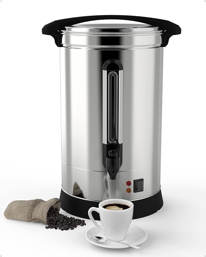 120 Cup Commercial Coffee Maker, Food Grade Stainless Steel Large Capacity Coffee Urn Perfect for Church, Meeting rooms, Lounges, and Other Large Gatherings-18 L