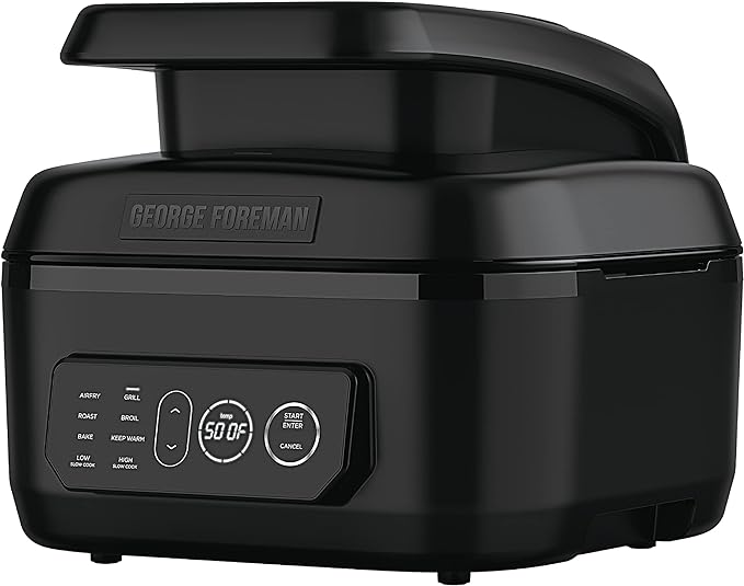 George Foreman Beyond Grill™ 7-in-1 Electric Indoor Grill with Air Fry Technology, MCAFD800D, Black, Large