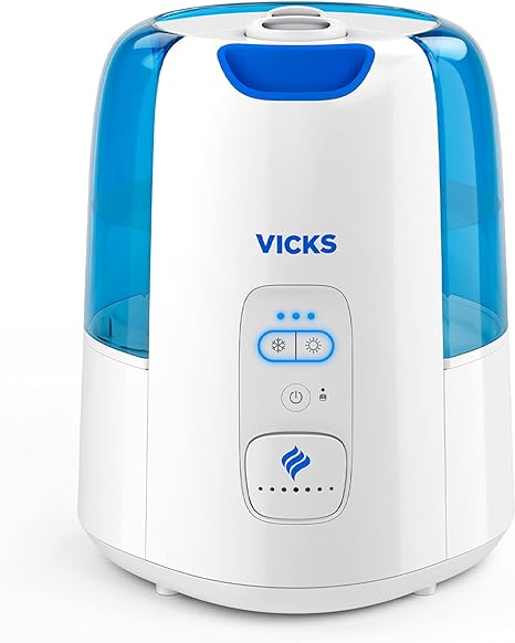 Vicks 1.2 Gal. Filter-Free Humidifier. #1 Brand Recommended by Pediatricians*. Visible cool mist humidifier for Bedrooms, Kids, Baby, Adults. Compatible with Vicks VapoPads and Vicks VapoSteam.