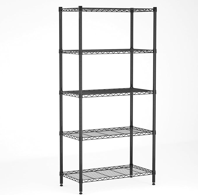 SINGAYE 5 Tier Storage Rack Wire Shelving Unit Storage Shelves Metal for Kitchen Laundry Pantry Closet 660Lbs Capacity 23.6" L x 14" W x 59.1" H Black