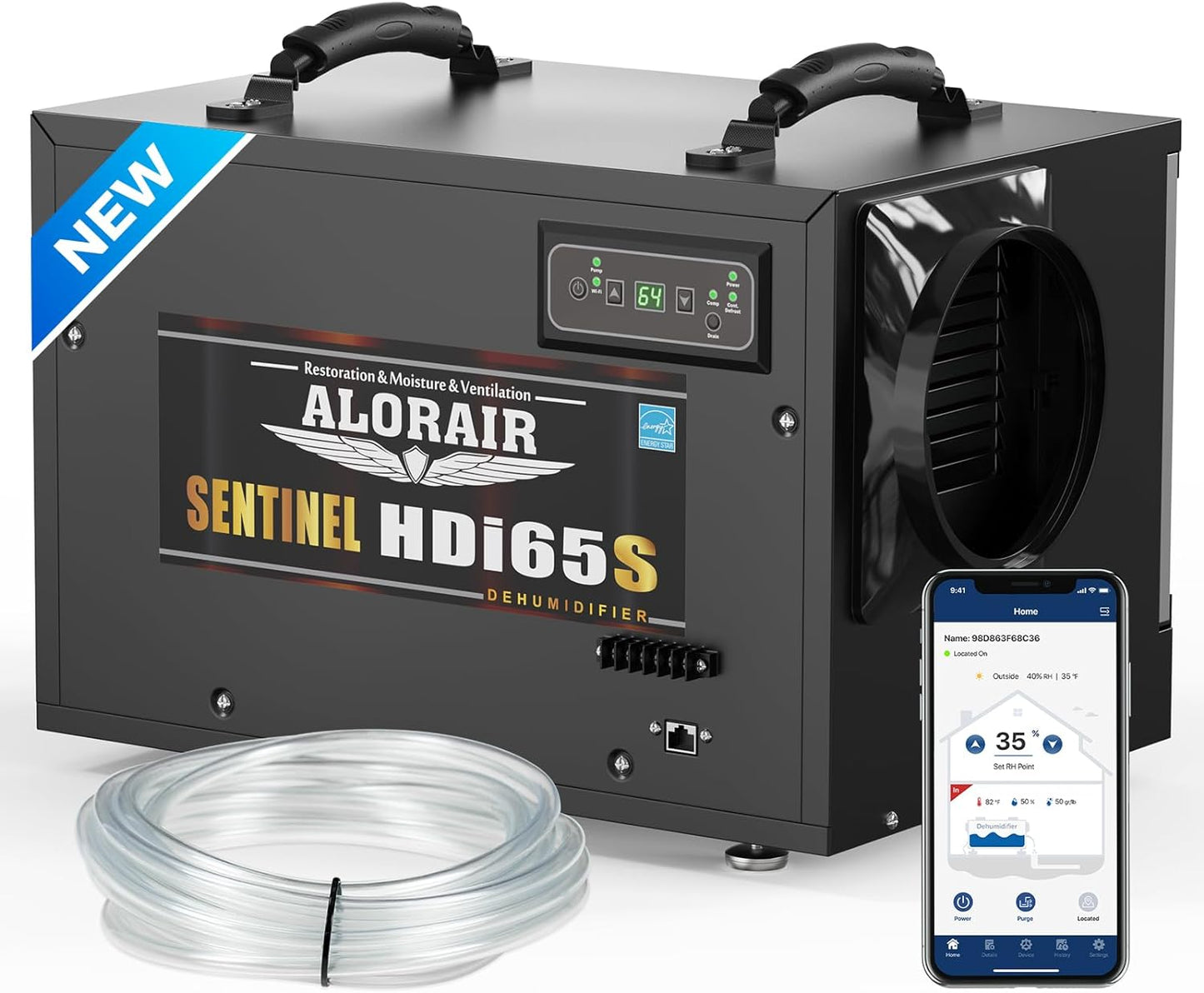 ALORAIR Crawl Space Dehumidifiers, 120 PPD Energy Star Wi-Fi APP Controls Crawlspace Dehumidifiers with Pump and Hose, Compact Auto Defrost Basement Commercial Dehumidifiers