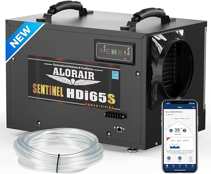 ALORAIR Crawl Space Dehumidifiers, 120 PPD Energy Star Wi-Fi APP Controls Crawlspace Dehumidifiers with Pump and Hose, Compact Auto Defrost Basement Commercial Dehumidifiers