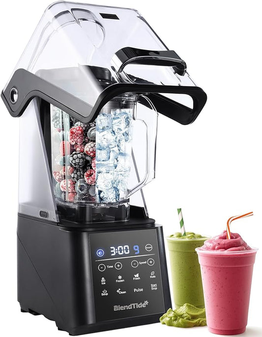 Commercial Blender, 1500W Vacuum Blender for Less Foam, Professional-Grade Quiet Shield, Kitchen Timer, 9 Speeds, 6 Programs for Smoothies, Frozen Drinks, Self-Cleaning, 64oz Bulk Production