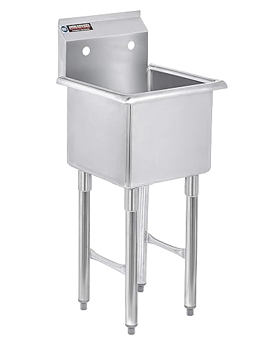 DuraSteel Utility & Prep Sink - 1 Compartment Stainless Steel NSF Certified Easily Install - 15" X 15" Tub Size (Commercial, Food, Kitchen, Laundry, Backyard)