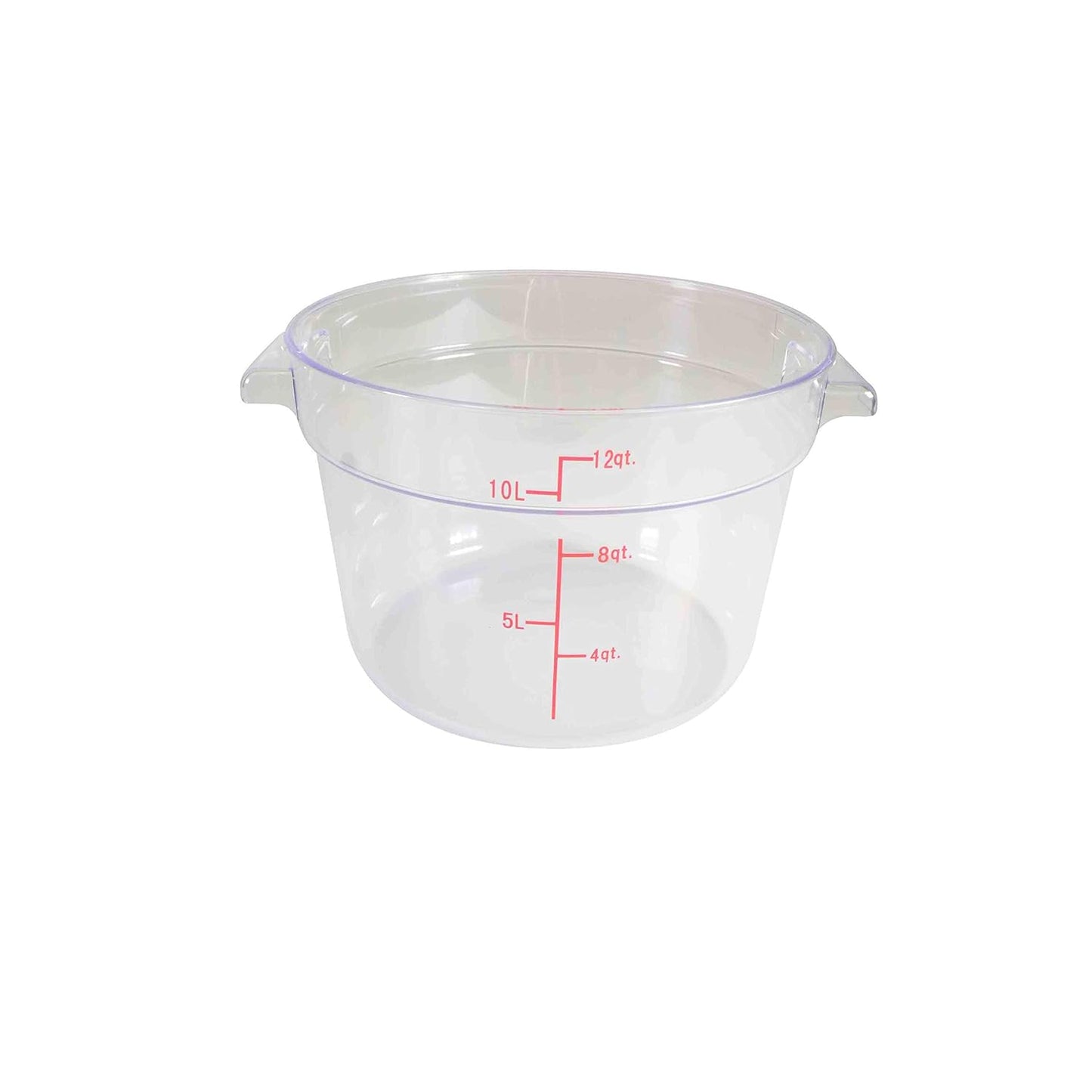 Thunder Group PLRFT312PC Food Storage Container, 12 quart, round, shatter and scratch resistant, -40° to 210° F temperature range, polycarbonate, clear, NSF, Pack of 12